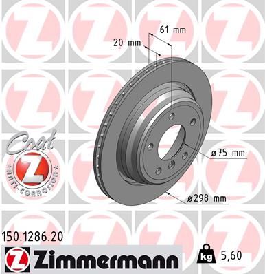 Stabdžių diskas ZIMMERMANN 150.1286.20