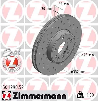 Stabdžių diskas ZIMMERMANN 150.1298.52