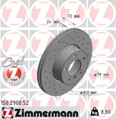 Stabdžių diskas ZIMMERMANN 150.2900.52