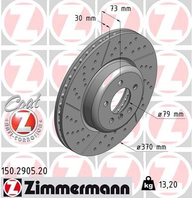 Stabdžių diskas ZIMMERMANN 150.2905.20