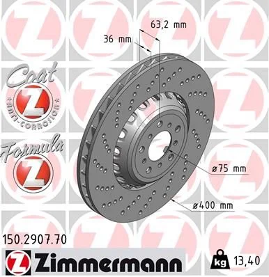 Stabdžių diskas ZIMMERMANN 150.2907.70
