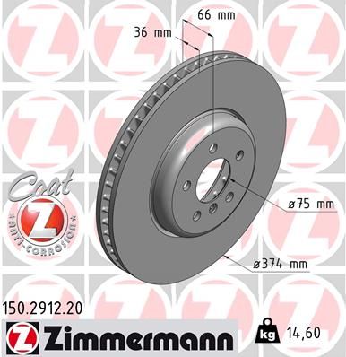 Stabdžių diskas ZIMMERMANN 150.2912.20