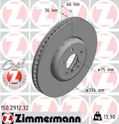 Stabdžių diskas ZIMMERMANN 150.2912.32