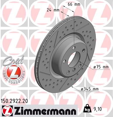 Stabdžių diskas ZIMMERMANN 150.2922.20