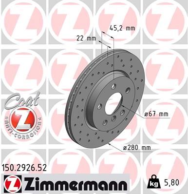 Stabdžių diskas ZIMMERMANN 150.2926.52