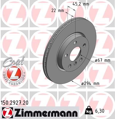 Stabdžių diskas ZIMMERMANN 150.2927.20