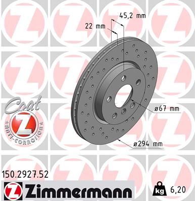 Stabdžių diskas ZIMMERMANN 150.2927.52