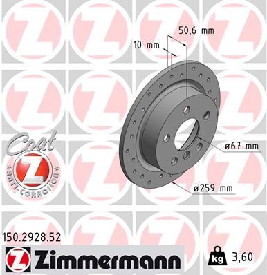 Stabdžių diskas ZIMMERMANN 150.2928.52