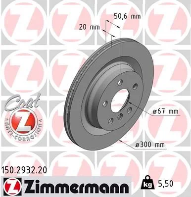 Stabdžių diskas ZIMMERMANN 150.2932.20
