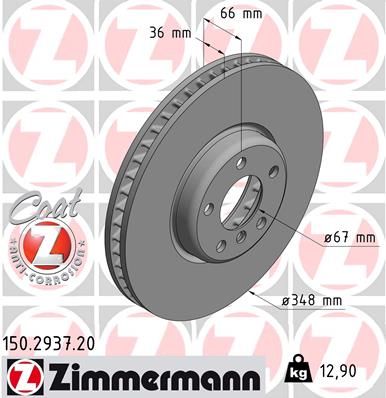 Stabdžių diskas ZIMMERMANN 150.2937.20