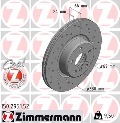 Гальмівний диск ZIMMERMANN 150.2951.52