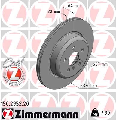 Stabdžių diskas ZIMMERMANN 150.2952.20