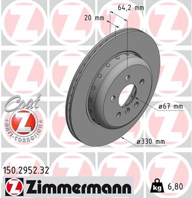 Stabdžių diskas ZIMMERMANN 150.2952.32