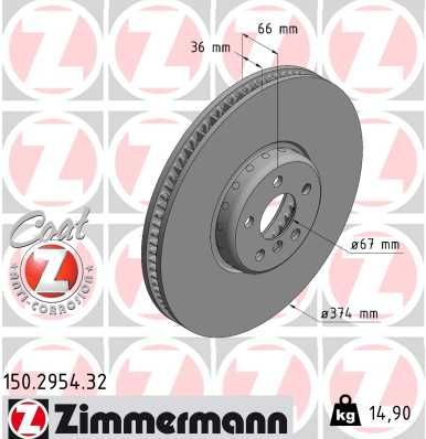 Brake Disc ZIMMERMANN 150.2954.32