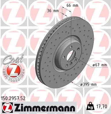 Stabdžių diskas ZIMMERMANN 150.2957.52