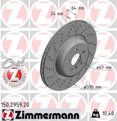 Stabdžių diskas ZIMMERMANN 150.2959.20