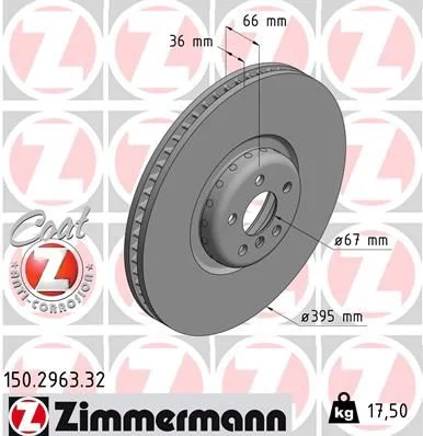 Stabdžių diskas ZIMMERMANN 150.2963.32