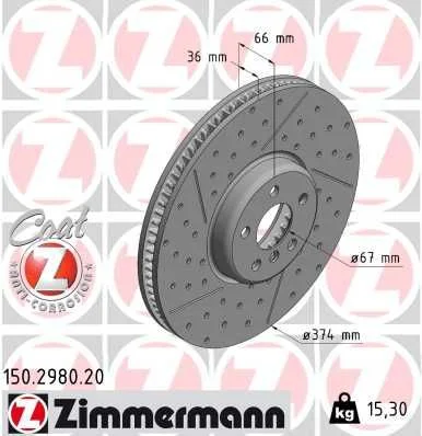 Stabdžių diskas ZIMMERMANN 150.2980.20