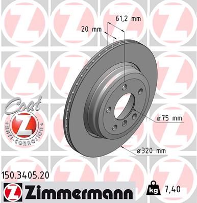 Brake Disc ZIMMERMANN 150.3405.20