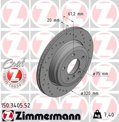 Stabdžių diskas ZIMMERMANN 150.3405.52
