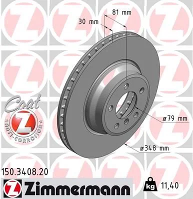 Stabdžių diskas ZIMMERMANN 150.3408.20