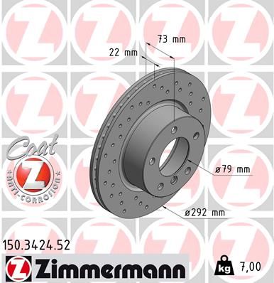 Stabdžių diskas ZIMMERMANN 150.3424.52