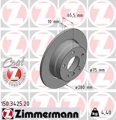 Stabdžių diskas ZIMMERMANN 150.3425.20