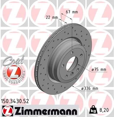 Stabdžių diskas ZIMMERMANN 150.3430.52