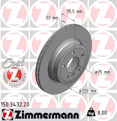 Stabdžių diskas ZIMMERMANN 150.3432.20