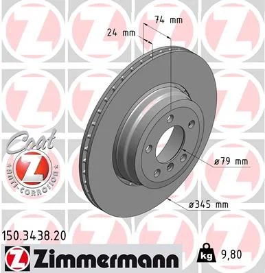 Stabdžių diskas ZIMMERMANN 150.3438.20