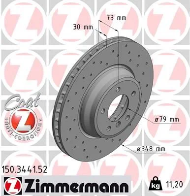 Stabdžių diskas ZIMMERMANN 150.3441.52