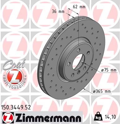 Гальмівний диск ZIMMERMANN 150.3449.52