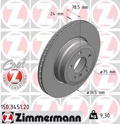 Stabdžių diskas ZIMMERMANN 150.3451.20