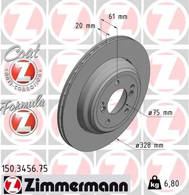 Stabdžių diskas ZIMMERMANN 150.3456.75
