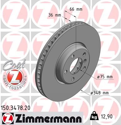 Stabdžių diskas ZIMMERMANN 150.3478.20