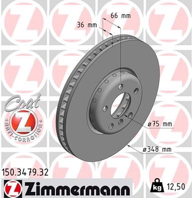 Stabdžių diskas ZIMMERMANN 150.3479.32