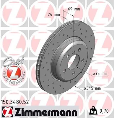 Stabdžių diskas ZIMMERMANN 150.3480.52