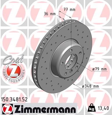 Гальмівний диск ZIMMERMANN 150.3481.52