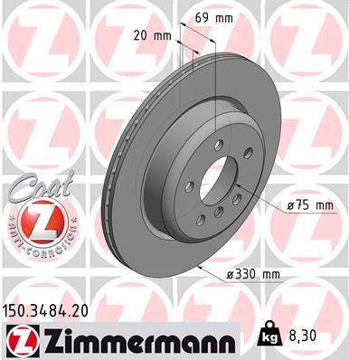 Brake Disc ZIMMERMANN 150.3484.20