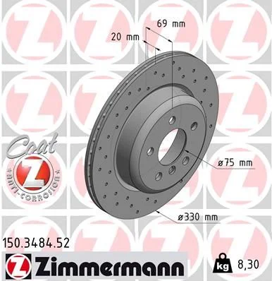 Stabdžių diskas ZIMMERMANN 150.3484.52