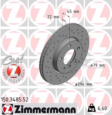Stabdžių diskas ZIMMERMANN 150.3485.52