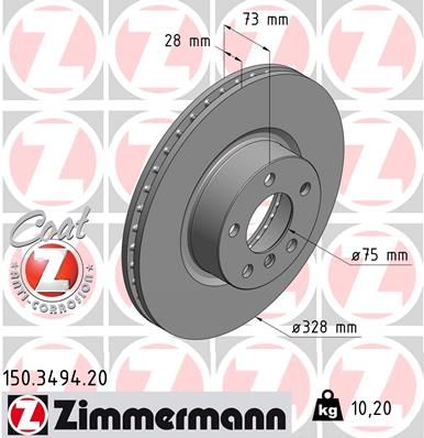 Гальмівний диск ZIMMERMANN 150.3494.20