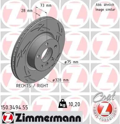 Stabdžių diskas ZIMMERMANN 150.3494.55