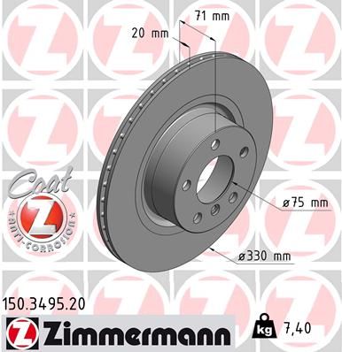 Stabdžių diskas ZIMMERMANN 150.3495.20