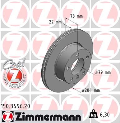 Stabdžių diskas ZIMMERMANN 150.3496.20