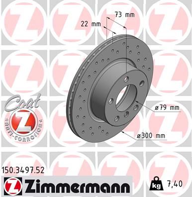 Stabdžių diskas ZIMMERMANN 150.3497.52