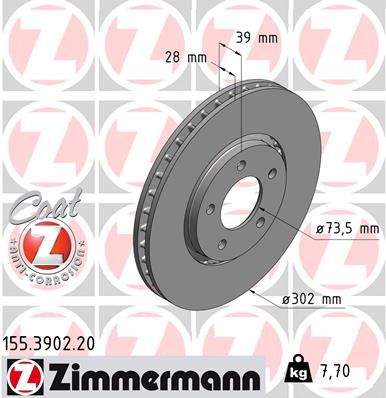 Brake Disc ZIMMERMANN 155.3902.20