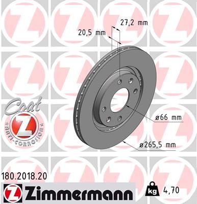 Stabdžių diskas ZIMMERMANN 180.2018.20