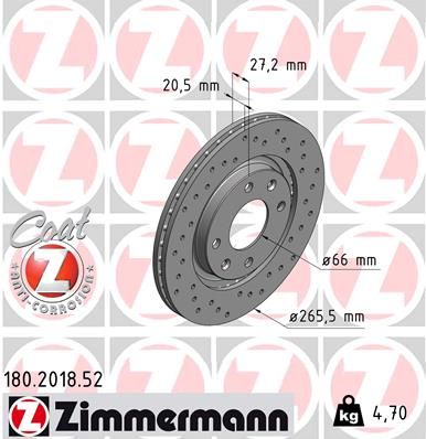 Stabdžių diskas ZIMMERMANN 180.2018.52