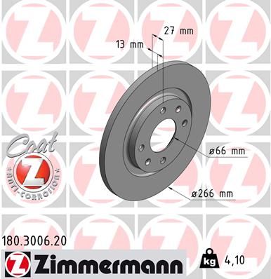 Гальмівний диск ZIMMERMANN 180.3006.20